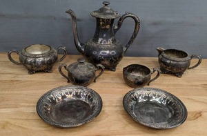 lot 33A image: 7-Piece Silver Tea Service  D