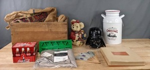 lot 217 image: Coca Cola Box with Recipes, Avon Betsy Ross Plate, Wooden Box and More   D