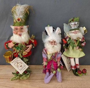 lot 62B image: Collection of Mark Roberts Fairies Drummer Boy Elf, North Pole Worlds Fair Fairy, Kitchen Magician Fairy D