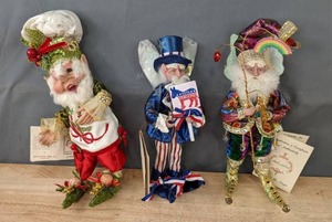 lot 70B image: Collection of Mark Roberts Fairies Christmas Kitchen Elf, Vote Democrat Fairy, Fairy of Miracles D