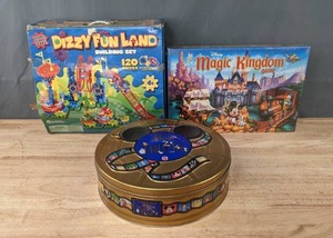 lot 246 image: Dizzy Fun Land Building Set, NEW Disney Magic Kingdom Game, Vintage The Wonderful World of Disney Trivia D