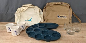 lot 214 image: A Collection of Republic Airlines Items Including Bags and Glasses and More  D