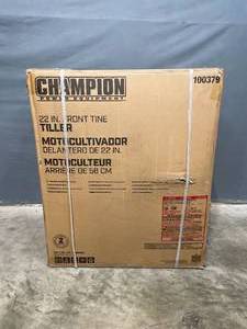 lot 3A image: Brand New Champion Power Equipment 22 in. 212cc 4-Stroke Gas Garden Front Tine Tiller with Forward and Reverse Y