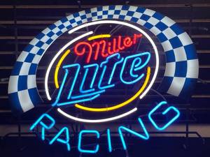 lot 24 image: Miller Lite racing neon with checkered flag