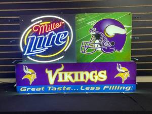 lot 55 image: Miller Lite MN Vikings NFL football neon