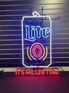 lot 59 image: Miller Lite neon beer can, Its Miller Time