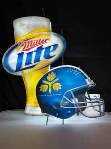 lot 30 image: Miller Lite Triple Hops Brewed with football helmet, neon