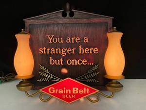 lot 49 image: Grain Belt Beer light with sconces