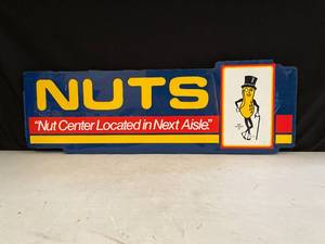 lot 129 image: Mr Peanut, Planters Nuts plastic sign