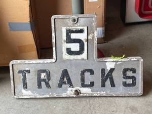 lot 127 image: 5 Tracks metal RR sign