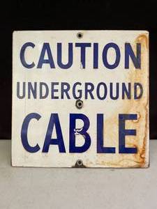 lot 157 image: Caution Underground Cable porcelain sign