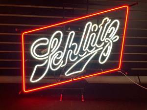 lot 206 image: Schlitz double-stroke script neon