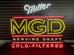 lot 223 image: Miller MGD Genuine Draft Cold-Filtered neon