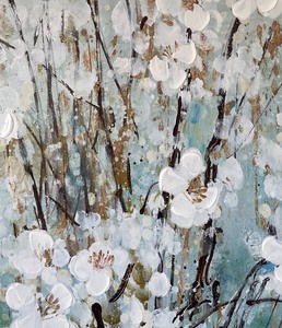 lot 33 image: Pretty 3 Panel Canvas Floral Prints