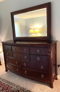 lot 55 image: Ten Drawer Dresser with Mirror