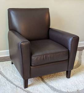 lot 12 image: Room and Board Dark Brown Leather Armchair