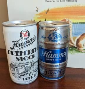 lot 28 image: Hamms Beer Glasses, Cans and Wall Sign