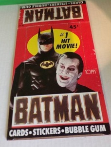 lot 89BAT image: 1989 BATMAN TOPPS Action Cards  Batman WAX BOX SERIES 1 (Empty Box)  Empty Card Wrappers