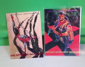 lot 93C image: 1993 Marvel Masterpieces by Skybox Spiderman #5 and Bishop #57