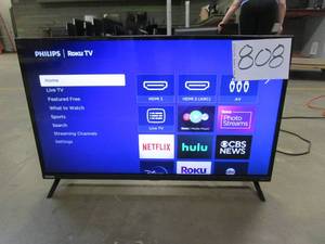 lot 808 image: Philips 32 Class HD (720P) Smart Roku Borderless LED TV (32PFL6452F7)