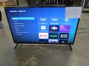 lot 810 image: Philips 32 Class HD (720P) Smart Roku Borderless LED TV (32PFL6452F7)