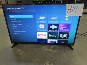 lot 814 image: Philips 32 Class HD (720P) Smart Roku Borderless LED TV (32PFL6452F7)