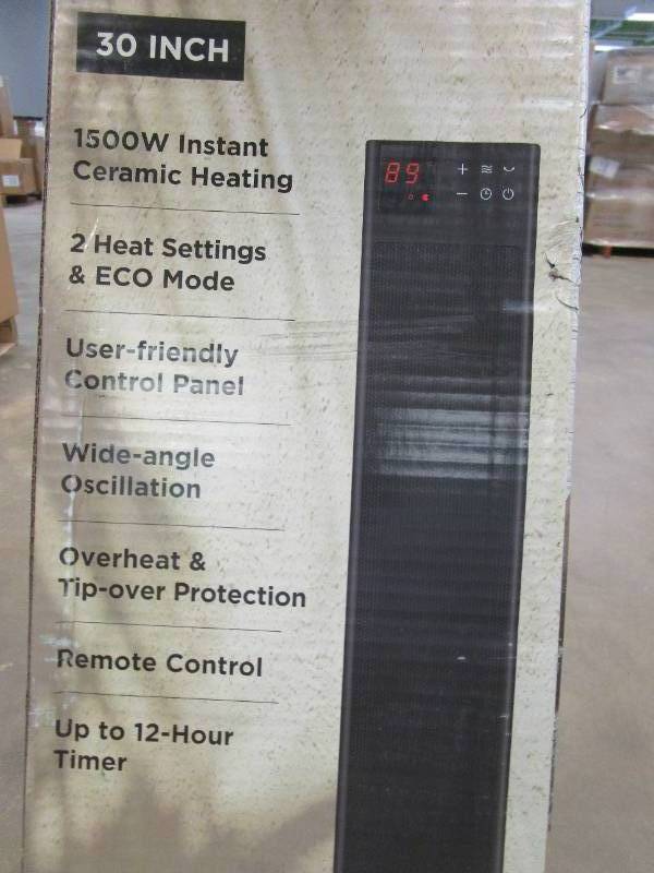 lot 857 image: Pelonis 30 in. 1500-Watt Digital Tower Ceramic Heater (OPEN BOX)