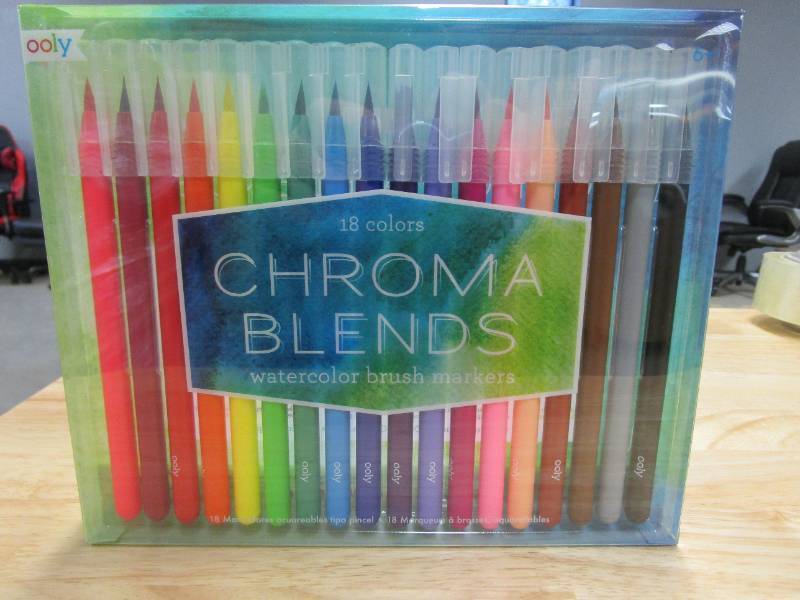 lot 80 image: 3 Packages of Ooly Chroma Blends Watercolor Brush Markers - Set of 18