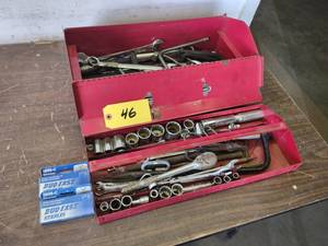 lot 46 image: Toolbox with Assorted Tools...