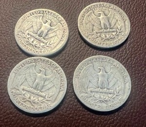 lot 5 image: LOT OF 4 SILVER QUARTERS FROM 1940S