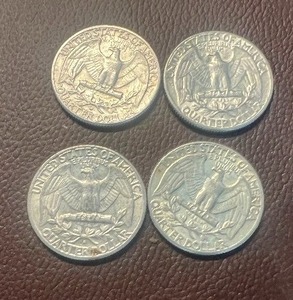 lot 4 image: LOT OF 4 SILVER QUARTERS FROM 1960S