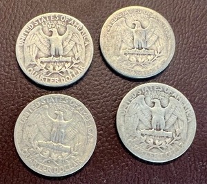 lot 6 image: LOT OF 4 SILVER QUARTERS FROM 1940S