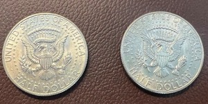 lot 9 image: LOT OF 2 1967 KENNEDY HALF DOLLARS