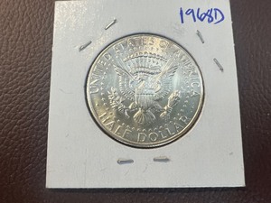 lot 19 image: 1968D BU SILVER KENNEDY HALF DOLLAR