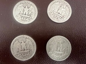 lot 23 image: LOT OF 4 SILVER QUARTERS FROM 1940S