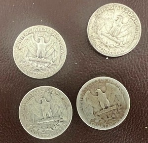 lot 25 image: LOT OF 4 SILVER QUARTERS FROM 1940S