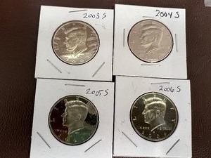 lot 33 image: LOT OF 4 KENNEDY HALF DOLLAR PROOF COINS
