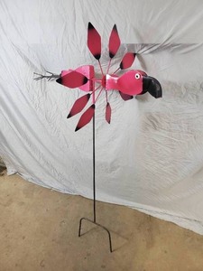 lot 63 image: New Handmade Recycled Metal Pink Flamingo Spinner
