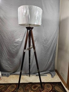 lot 155 image: New Espresso Finish Tripod Floor Lamp