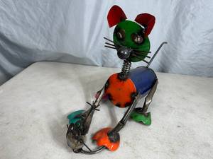 lot 106 image: Recycled Metal Cat with Mouse