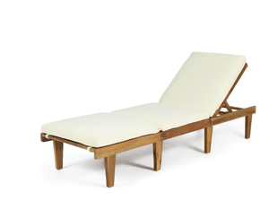 lot 3 image: Ariana Wood Outdoor Chaise Lounge with Cream Cushion