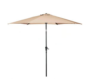 lot 9 image: 10 ft. Steel Push-Up Patio Umbrella in Beige (OPEN BOX)