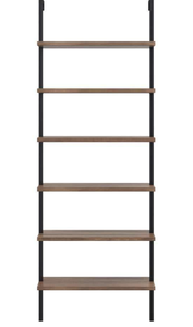 lot 28 image: Nathan James Bookcase and Bookshelves 85Black Oak Wood 6-Shelf Wall Mount Ladder (OPEN BOX)