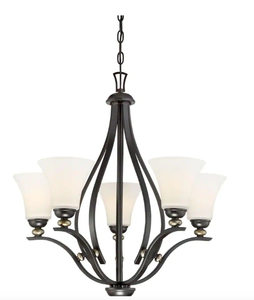 lot 29 image: Minka Lavery Shadowglen 5-Light Lathan Bronze Chandelier (OPEN BOX)