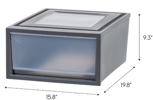 lot 33 image: IRIS USA 34 Qt. Stackable Plastic Drawers for Clothes - Set of 2 (ONE DRAWER HAS A SMALL CRACK)