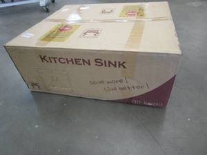 lot 32 image: AKDY Handmade Drop-in Stainless Steel 25 in. x 22 in. Single Bowl Kitchen Sink with Drying Rack
