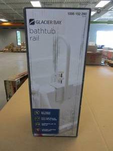 lot 39 image: Glacier Bay 14 in. Bathtub Rail Safety Grab Bar in White (OPEN BOX)