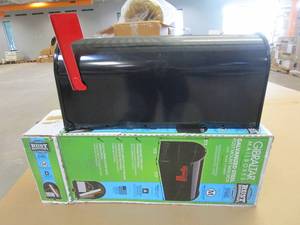 lot 50 image: Gibraltar Mailboxes Post Mount Black Metal Standard Mailbox (OPEN BOX)