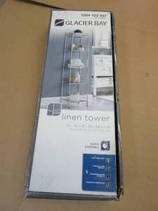 lot 73 image: Glacier Bay Slat Style 14 in. W x 11 in. D x 58.5 in. H Towel Tower in Satin Nickel - SOLD AS IS