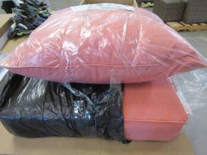 lot 112 image: Set of Patio Cushions in Salmon - Bottom Cushion & Back Cushion (DUSTY)